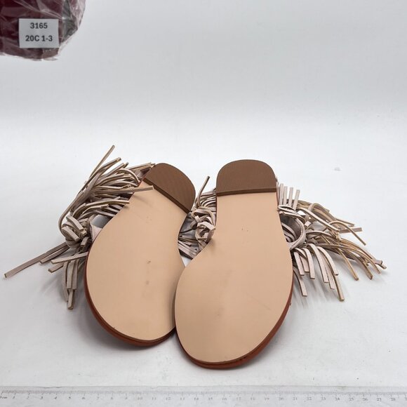Women's Fringe Flat Thong Sandals T-strap Suede Comfy Back Zip Summer Roman Tass - Picture 6 of 6